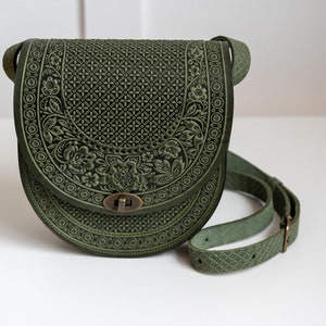 Olive Shoulder Purse / Leather Bag / Handbag Handmade /  Unique Gift / Bag For Ladies