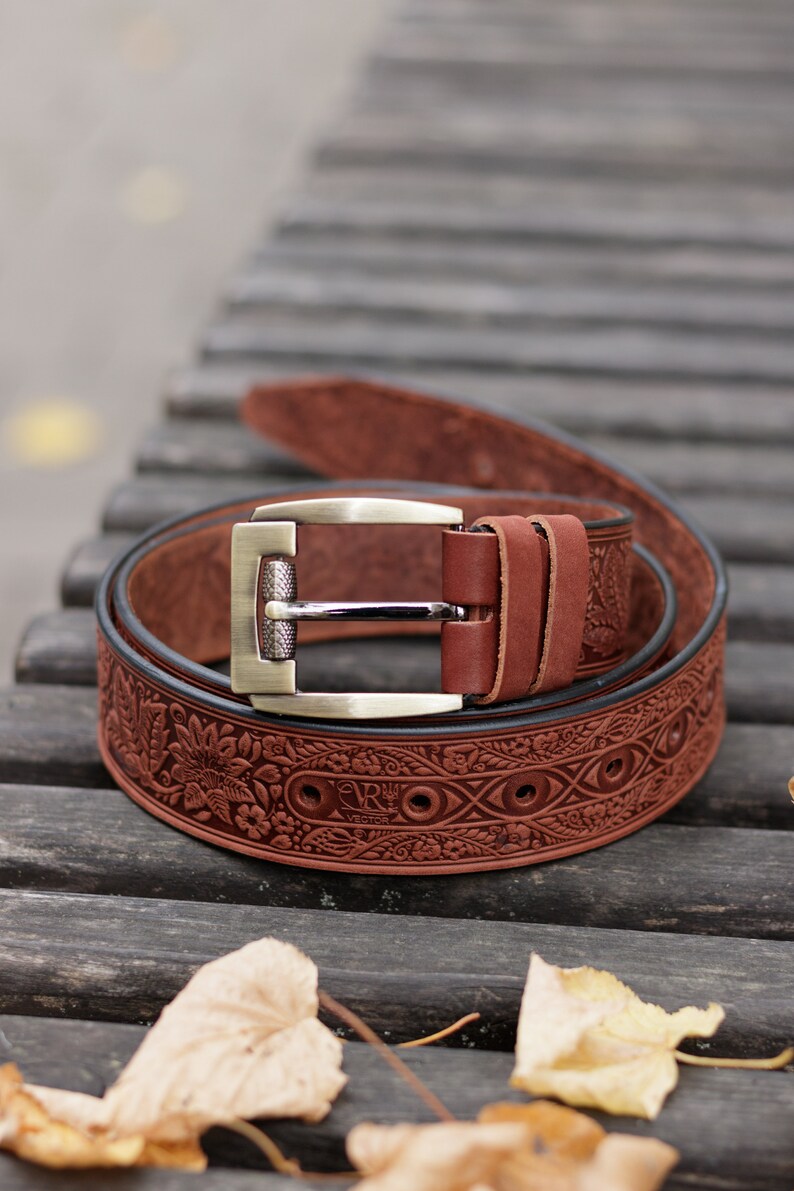 Leather Belt / Women Belt / Personalised Belt / Vintage Belt / Idea Gifts / Pattern Belt / Belts Embossed image 6