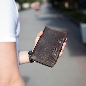 Cartera larga de cuero Cartera para efectivo/tarjetas Cartera hecha a mano Cartera de cuero para hombres Cartera de cuero para hombres Cartera para tarjetas de crédito imagen 5