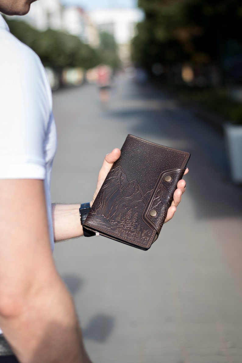 Cartera larga de cuero Cartera para efectivo/tarjetas Cartera hecha a mano Cartera de cuero para hombres Cartera de cuero para hombres Cartera para tarjetas de crédito imagen 5