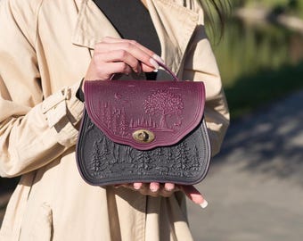 Vintage-Inspired Leather Crossbody: Personalized Women's Shoulder Bag | Handcrafted Bohemian Handbag Gift