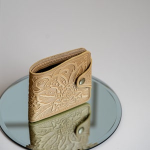 Beige Leder Geldbörse / Damen Geldbörsen / Geldbörse / Geldbörse / Handgemacht / Frauen Geschenk / Schlanke Leder Geldbörse