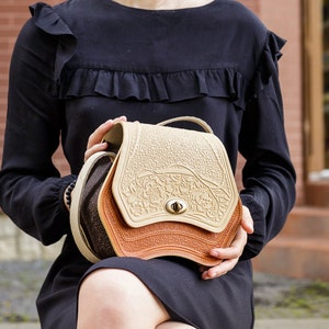 Bolso de cuero hecho a mano, bolso de hombro, bolso cruzado, regalo de Navidad