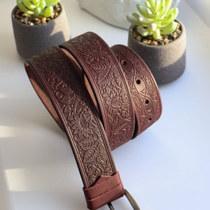 Genuine leather belt, embossed leather belt, leather belt, unique belt, womens belt,Leather belt,Handmade Personalized Belt image 6