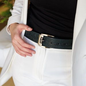 Leather belt, genuine leather belt, embossed leather belt, leather belt, unique belt, womens belt,personalized leather belt image 2