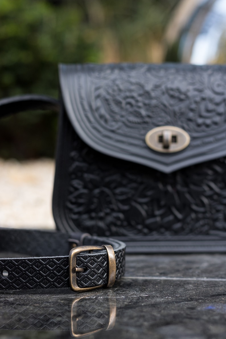 Unique Leather Purse, Personalised Genuine Leather Bag, Black Handbag, Gift for Women, Handmade, Made in Ukraine image 8