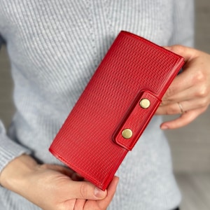 Cartera larga de piel, Cartera personalizada, Cartera de piel, Tarjetero de piel