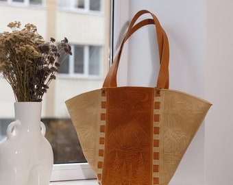 Laptop leather bag | large women shopper | Vintage Shopper Bag | Made in UKRAINE | Personalised women bag