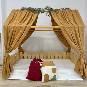 Muslin Canopy | Toddler Bed Canopy | Playroom Decor | Reading Nook Canopy | Christmas Gift Set Bed Canopy | Baby Bed Canopy | Kids Bed Tent