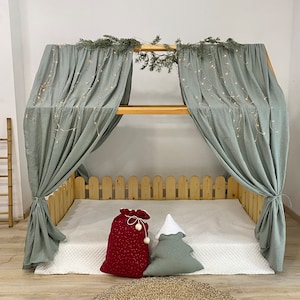 Muslin Canopy | Toddler Bed Canopy | Playroom Decor | Reading Nook Canopy | Christmas Gift Set Bed Canopy | Baby Bed Canopy | Kids Bed Tent