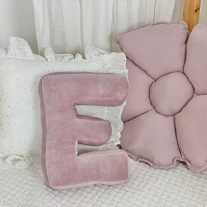 Cojín de letras monograma, cojín de terciopelo inicial, cojín de monograma de guardería para niños, regalo de baby shower