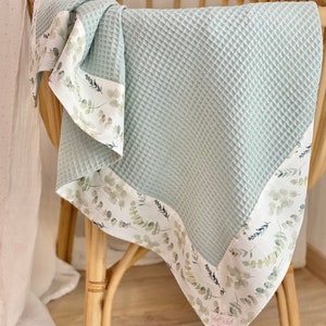 Baby Blanket Eucalyptus , Newborn Blanket Plush, Toddler Blanket Minky, Stroller Cradle Blanket,100% cotton baby blanket