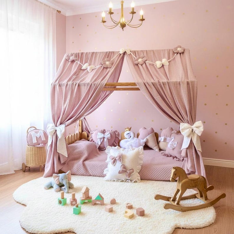 Handmade Cotton Muslin Bed Canopy for Kids | Toddler & Montessori House ...
