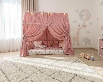 Musselin Baumwolle Baldachin | Kleinkind-Bett-Zelt, Spielzimmer-Dekor, Leseecke