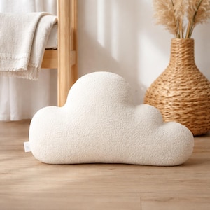 Handmade Boucle Cloud Pillow, Neutral Nursery Decor, Teddy Cushion (45 x 40 cm)