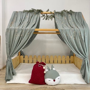 Muslin Canopy | Toddler Bed Canopy | Playroom Decor | Reading Nook Canopy | Christmas Gift Set Bed Canopy | Baby Bed Canopy | Kids Bed Tent