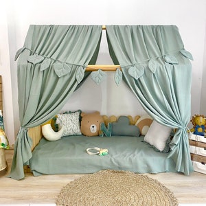 Muslin Canopy | Toddler Bed Canopy | Playroom Decor | Reading Nook Canopy | Safari Animals Bed Canopy | Baby Bed Canopy | Kids Bed Tent