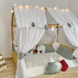 Muslin Canopy | Toddler Bed Canopy | Playroom Decor | Reading Nook Canopy | Christmas Tree Bed Canopy | Baby Bed Canopy | Kids Bed Tent Xmas