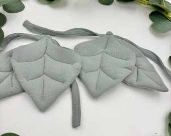 Muslin Leaf Curtain Tie: Handmade Canopy Holder, Playroom Decor