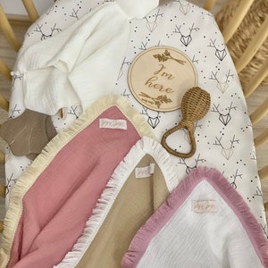 Musselin Swaddle, Swaddle Decke, Swaddle mit Fransen, Neugeborenen Sattel, Musselin Decke, Boho Baby Geschenk, Swaddle Swaddle
