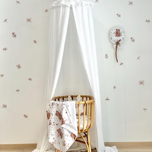 Boho style crib canopy , White muslin canopy , Crib Canopy , Nursery room canopy , Kids room canopy , Tent canopy