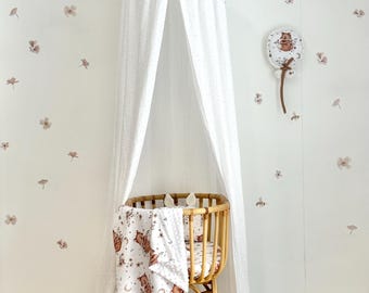 Boho Crib Canopy: White Cotton Muslin, Kids Room Decor