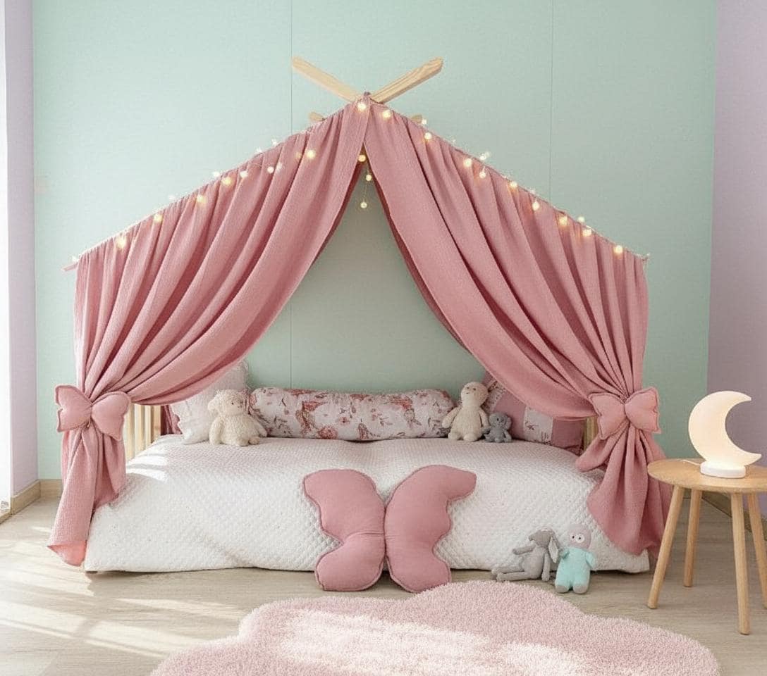 Auvent à Paillettes Pillowfort – Blanc Et Or – Pour Lit Jumeau Ou Aire De Jeux – Neuf
