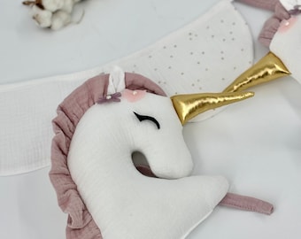 Muslin Unicorn Curtain Ties: Handmade Playroom Decor