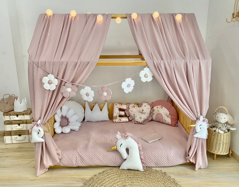 kids bed canopy, house bed canopy, bed curtains