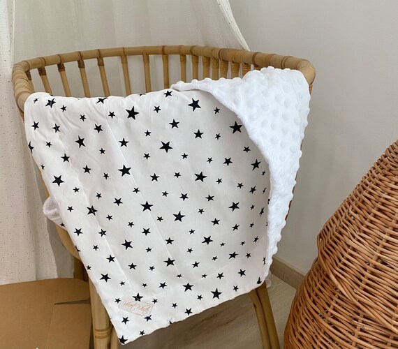 Black Stars Baby Blanket: Plush Minky Cotton Newborn Blanket