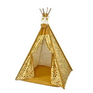 Teepee Cover Giraffe Theme, Kids Tent Cover Giraffe, Cover For Tent Made with Luxury Cotton Satin Fabric