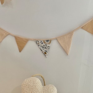 Boho katoenen mousseline slinger, Kids slinger vlag, kinderkamer slinger bloemen, wand decor, kinderkamer Bunting, Scandi kinderkamer decor, Fag banner afbeelding 2