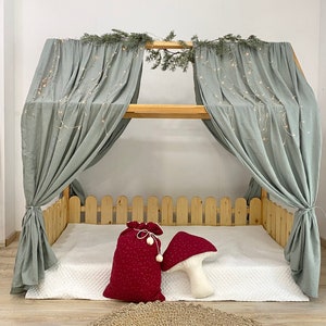Muslin Canopy | Toddler Bed Canopy | Playroom Decor | Reading Nook Canopy | Christmas Gift Set Bed Canopy | Baby Bed Canopy | Kids Bed Tent