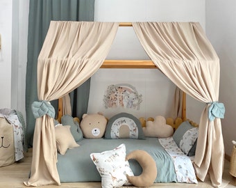 Muslin Canopy | Toddler Bed Canopy | Playroom Decor | Reading Nook Canopy | Safari Bed Canopy | Baby Bed Canopy | Kids Bed Tent