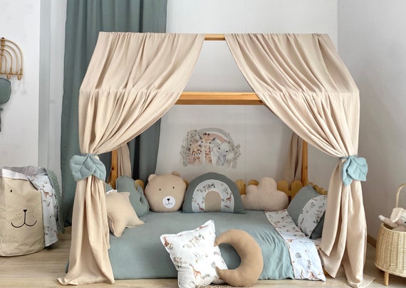 Muslin Canopy Toddler Bed Canopy Playroom Decor Reading Nook