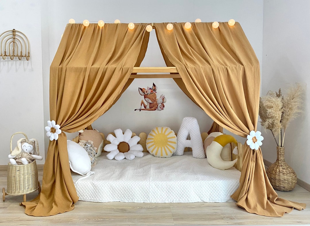 Muslin Canopy Toddler Bed Canopy Playroom Decor Reading Nook Canopy