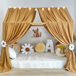 Muslin Canopy | Toddler Bed Canopy | Playroom Decor | Reading Nook Canopy | Daisies Bed Canopy | Baby Bed Canopy | Kids Bed Tent