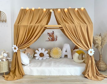 Muslin Canopy | Toddler Bed Canopy | Playroom Decor | Reading Nook Canopy | Daisies Bed Canopy | Baby Bed Canopy | Kids Bed Tent