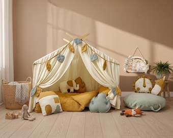 Handmade Muslin Bed Canopy | Kids Montessori House-Bed Tent, Playroom Decor