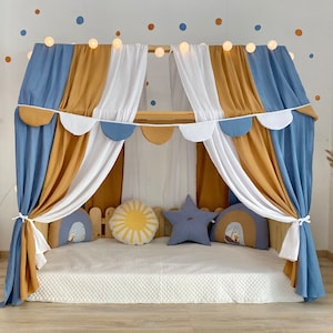 Muslin Canopy | Toddler Bed Canopy | Playroom Decor | Reading Nook Canopy | Playful Bed Canopy | Baby Bed Canopy | Kids Bed Tent