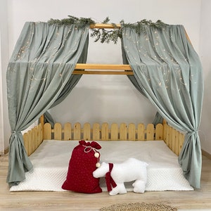 Muslin Canopy | Toddler Bed Canopy | Playroom Decor | Reading Nook Canopy | Christmas Gift Set Bed Canopy | Baby Bed Canopy | Kids Bed Tent