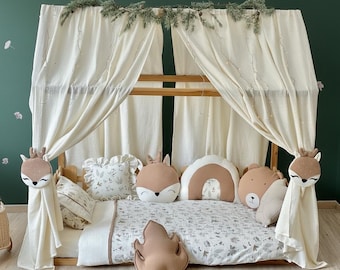 Dosel de cama de muselina hecho a mano / Algodón crudo, rincón de lectura infantil
