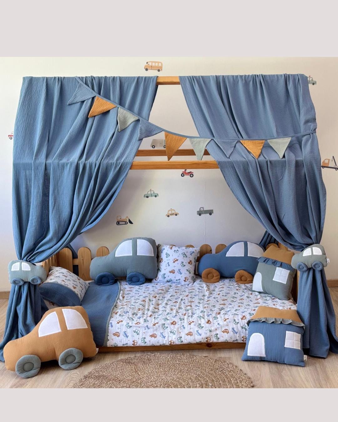 YIUOR Ciel de lit pour enfants avec volants en coton pour berceau, coin de lecture, rideau cachette, tente ronde à suspendre, chambre d'enfant, décoration de salle de jeux