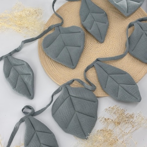 Boho cotton muslin garland ,Kids garland , Nursery garland leaves,Wall decor, Nursery Bunting, Scandinavian nursery decor, Leave banner
