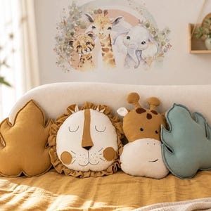 Safari Animal Pillow Set, Lion & Giraffe, Kids Nursery Decor
