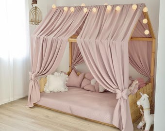 Muslin Bed Canopy | Pink Kids Reading Nook Tent