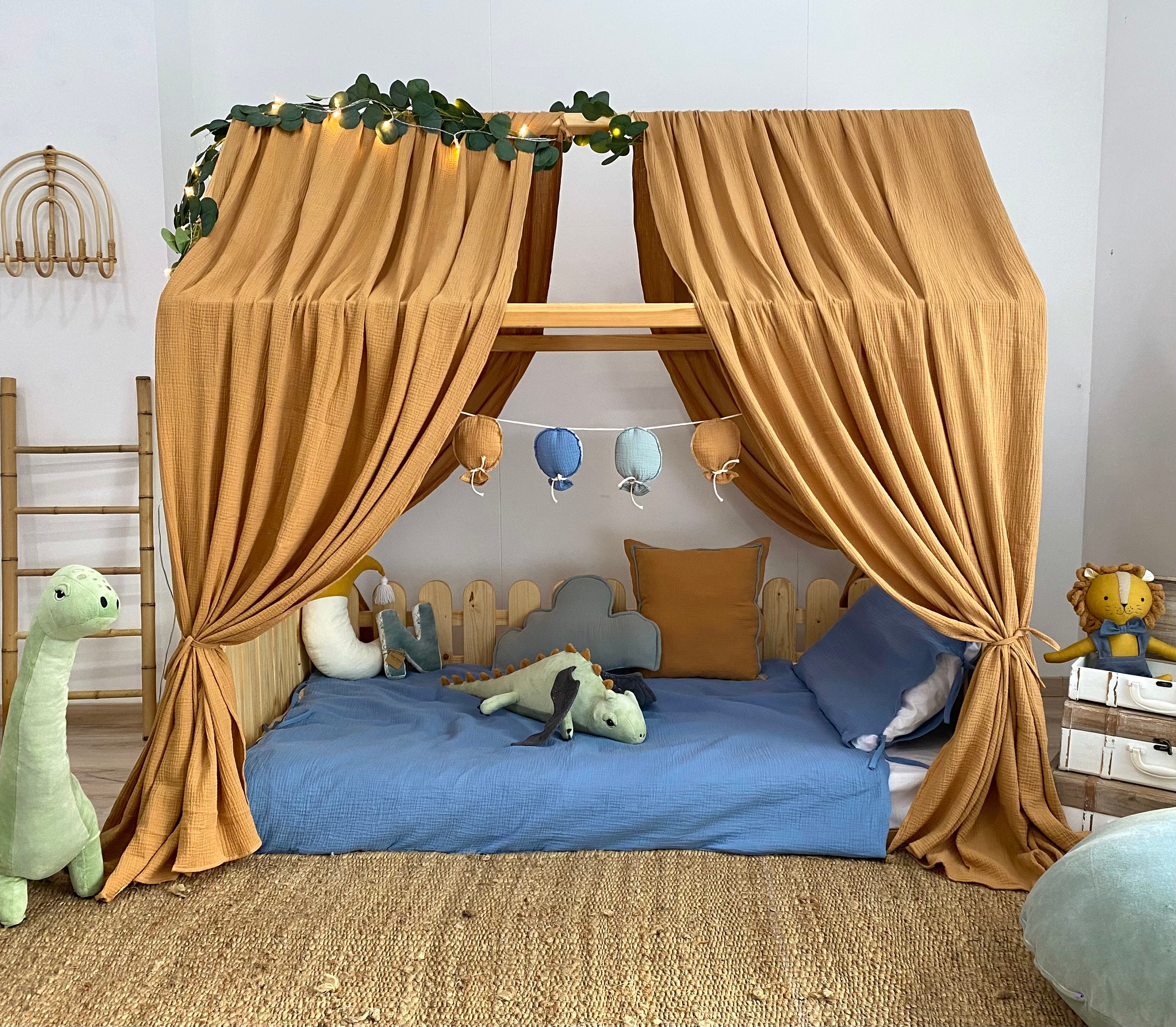 Muslin Canopy Toddler Bed Canopy Playroom Decor Reading Nook
