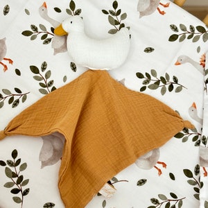 Baby comforter baby Duck, muslin baby comforter blanket, muslin animal lovey, baby shower gift, new baby gift
