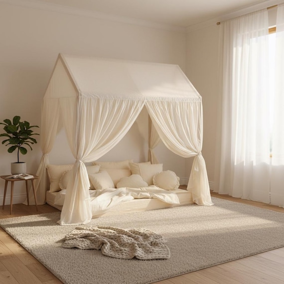 Fairy Bed Canopy, Muslin Princess Reading Nook, Handmade in Greece