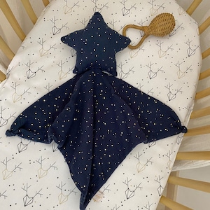 Baby comforter star, muslin baby comforter blanket, muslin animal lovey, baby shower gift, new baby gift